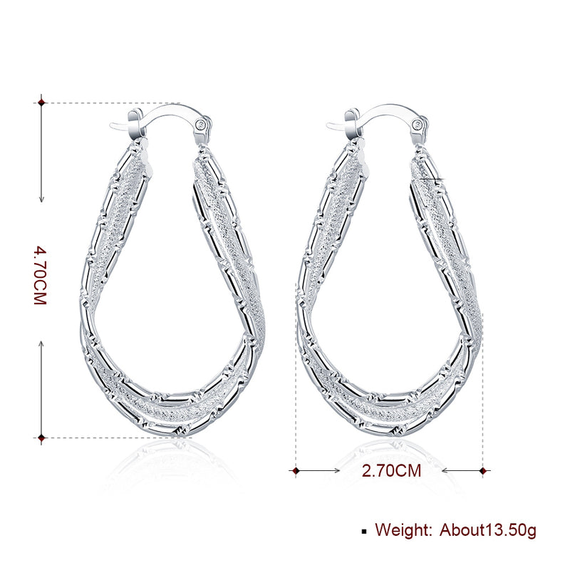 Double Layer Hoop Earring in 18K White Gold Plated