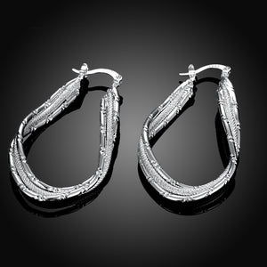 Double Layer Hoop Earring in 18K White Gold Plated