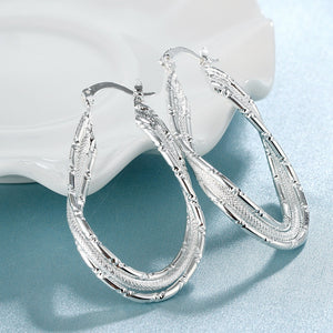 Double Layer Hoop Earring in 18K White Gold Plated