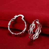 Triple Layer Stud Earring in 18K White Gold Plated