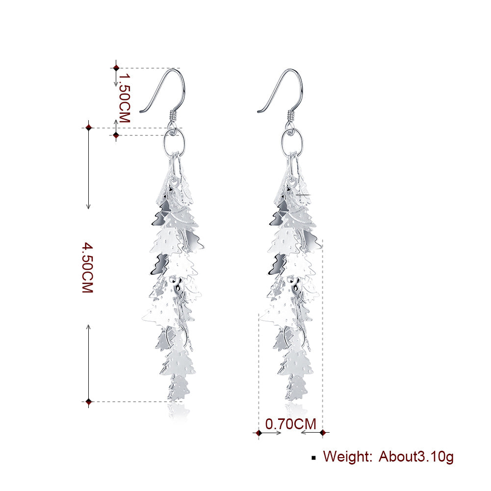 Tree Drop Earring in 18K White Gold Plated