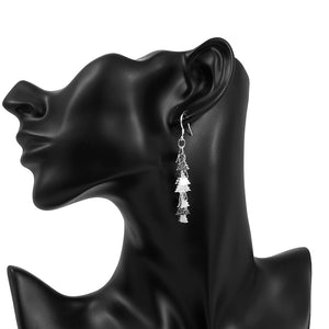 Tree Drop Earring in 18K White Gold Plated