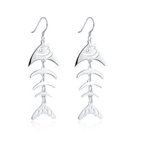 Fish Drop Earring in 18K White Gold Plated