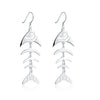 Fish Drop Earring in 18K White Gold Plated