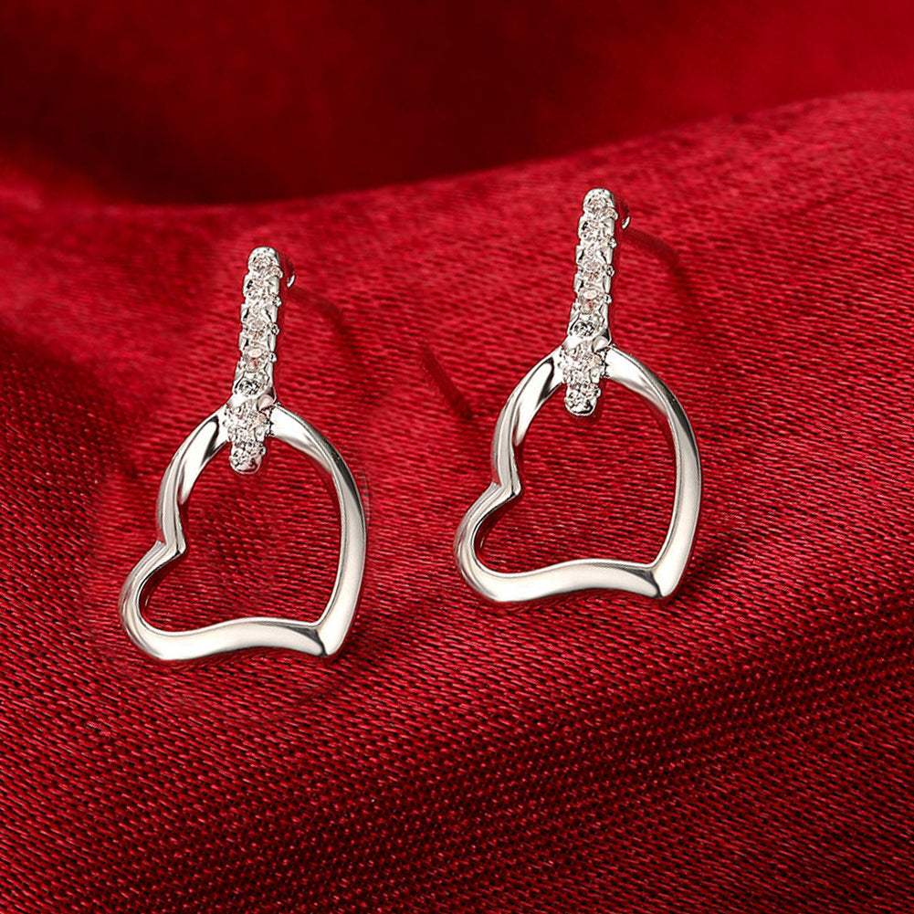 Swarovski Crystal Heart Stud Earring in 18K White Gold Plated