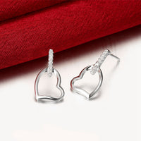 Swarovski Crystal Heart Stud Earring in 18K White Gold Plated