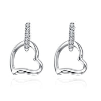 Swarovski Crystal Heart Stud Earring in 18K White Gold Plated