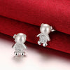 Teddy Bear Stud Earring in 18K White Gold Plated