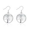 Tree of Life Drop Earring in 18K White Gold Plated