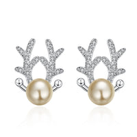 Swarovski Crystal Reindeer Stud Earring in 18K White Gold Plated