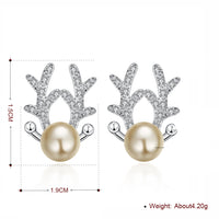 Swarovski Crystal Reindeer Stud Earring in 18K White Gold Plated