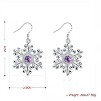 Swarovski Crystal Amethyst Snowflake Drop Earring in 18K White Gold Plated