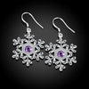 Swarovski Crystal Amethyst Snowflake Drop Earring in 18K White Gold Plated