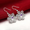 Swarovski Crystal Amethyst Snowflake Drop Earring in 18K White Gold Plated