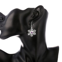 Swarovski Crystal Amethyst Snowflake Drop Earring in 18K White Gold Plated