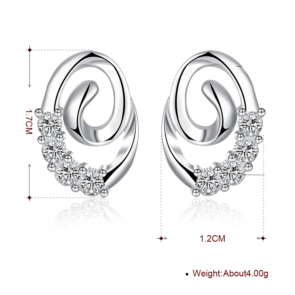Swarovski Crystal Swirl Stud Earring in 18K White Gold Plated