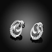 Swarovski Crystal Swirl Stud Earring in 18K White Gold Plated