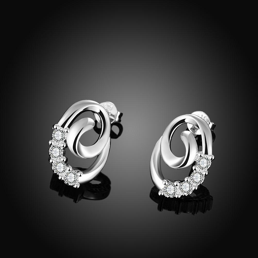 Swarovski Crystal Swirl Stud Earring in 18K White Gold Plated
