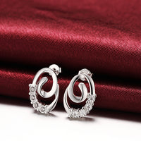 Swarovski Crystal Swirl Stud Earring in 18K White Gold Plated