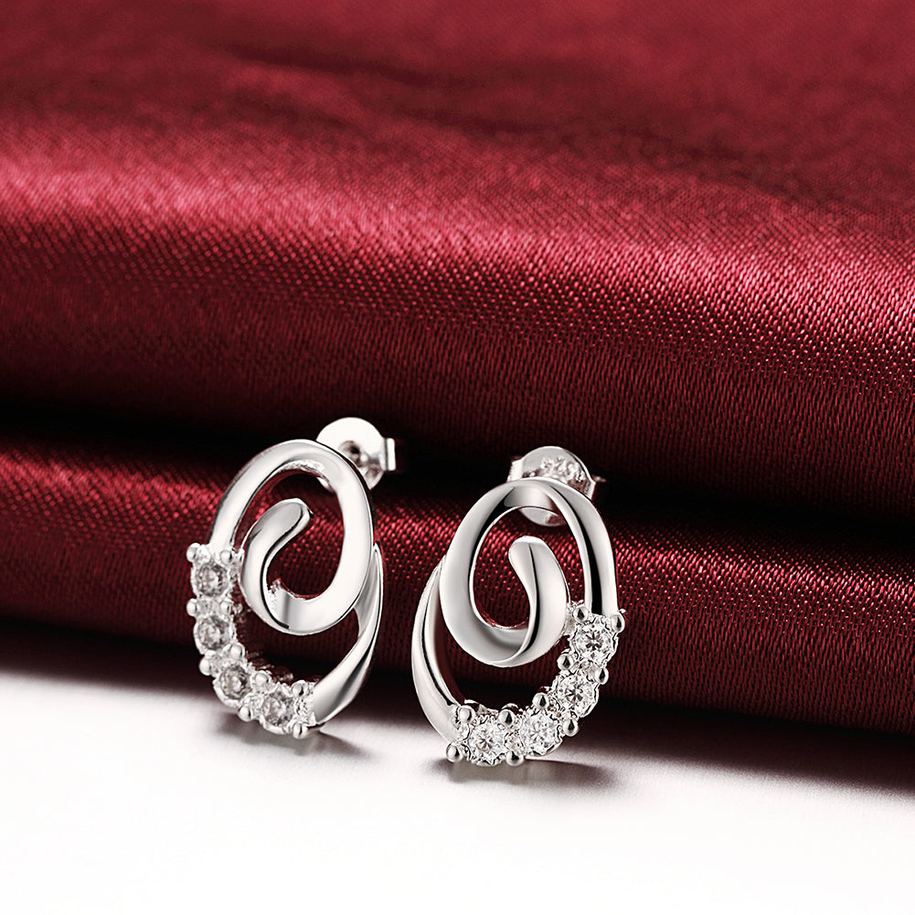 Swarovski Crystal Swirl Stud Earring in 18K White Gold Plated