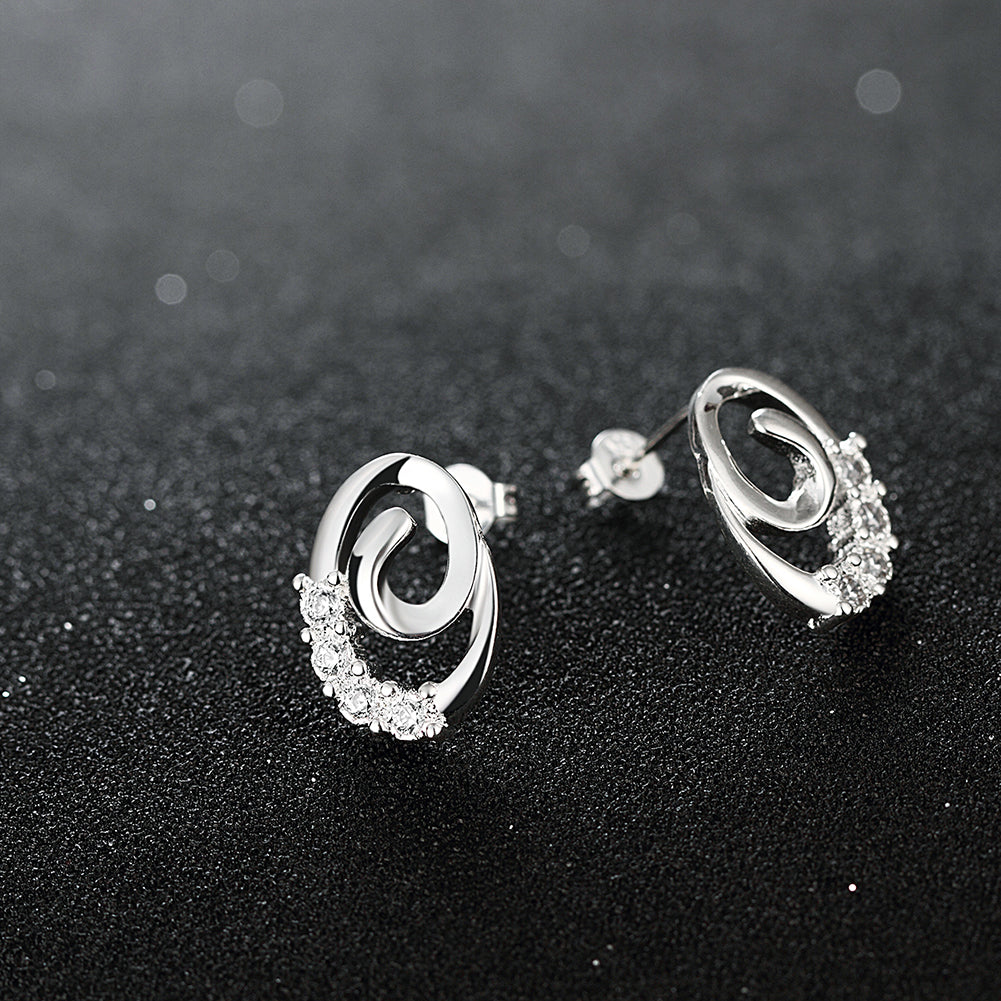 Swarovski Crystal Swirl Stud Earring in 18K White Gold Plated