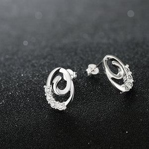 Austrian Crystal Swirl Stud Earring in 18K White Gold Plated