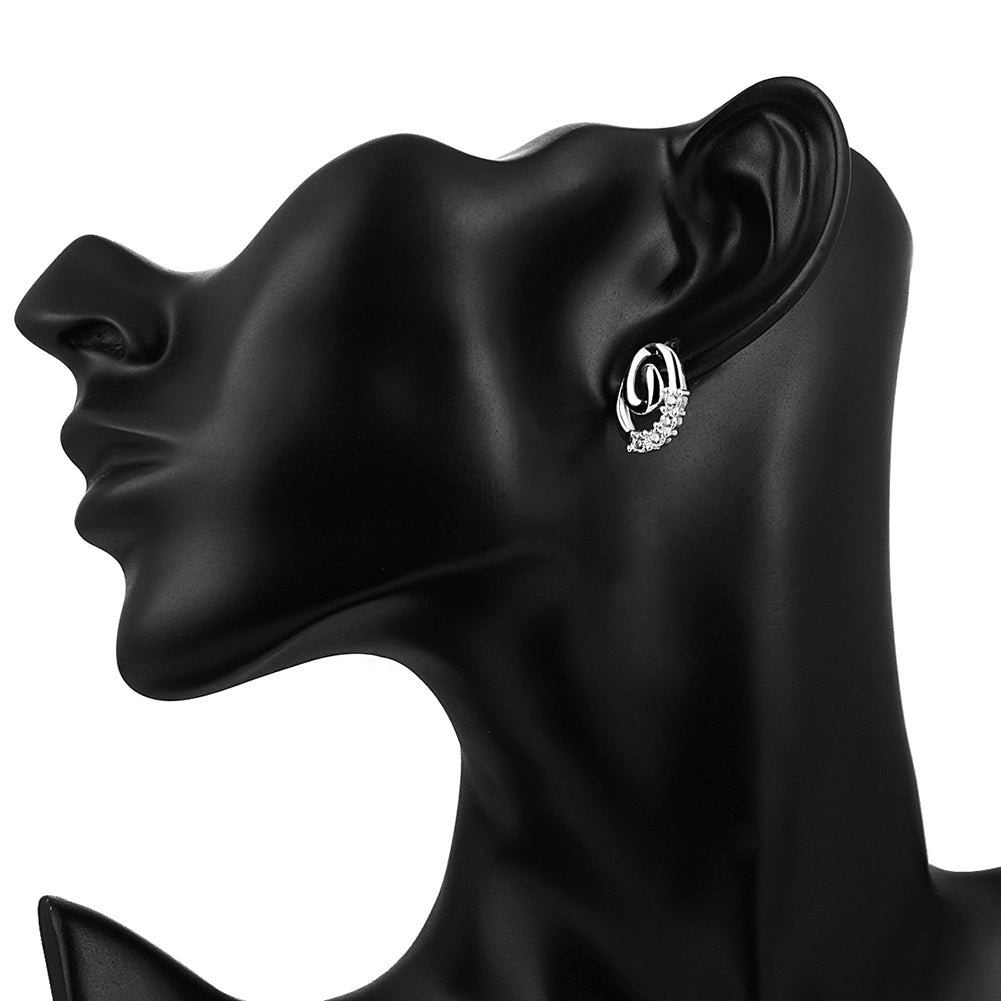 Swarovski Crystal Swirl Stud Earring in 18K White Gold Plated