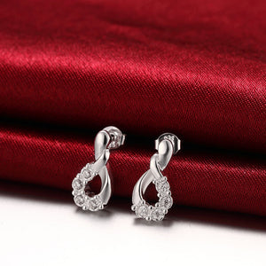Austrian Crystal Stud Earring in 18K White Gold Plated