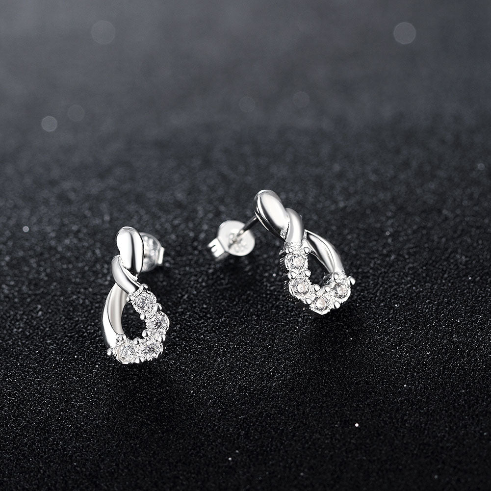 Austrian Crystal Stud Earring in 18K White Gold Plated