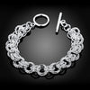 Silver Duo Mesh Knot Toggle Clasp Bracelet