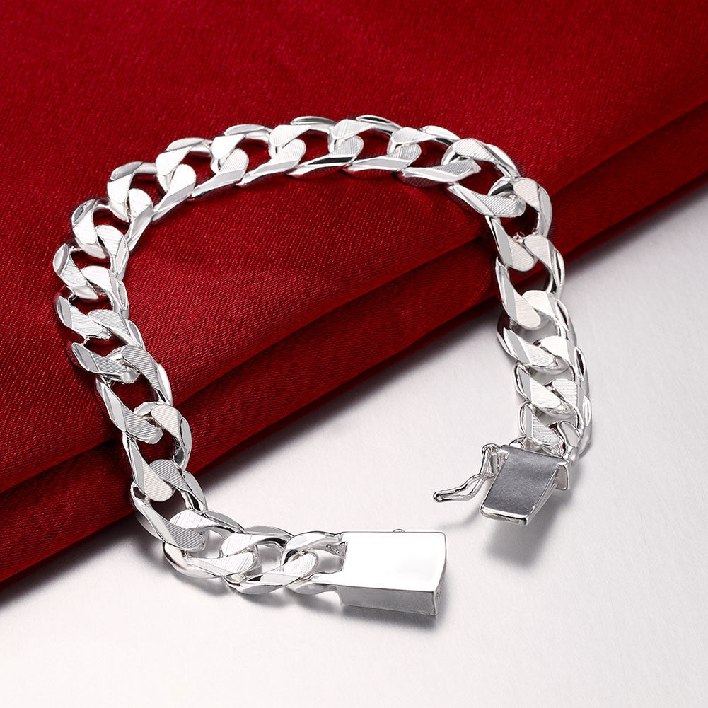 Cuban Chain Bracelet in 18K White Gold Plated, Bracelet, Golden NYC Jewelry, Golden NYC Jewelry jewelryjewelry deals, swarovski crystal jewelry, groupon jewelry,, jewelry for mom,
