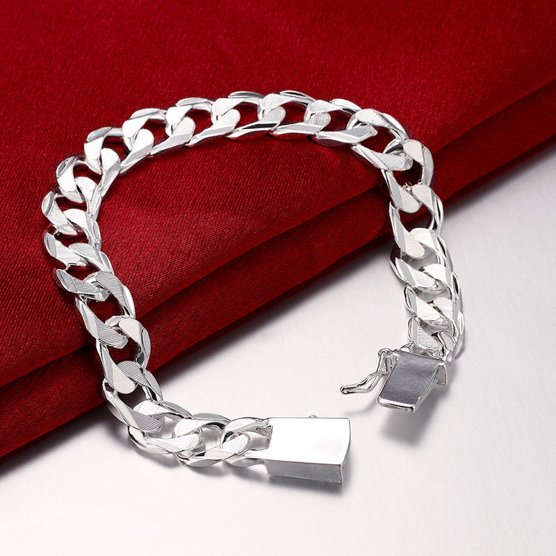 Cuban Chain Bracelet in 18K White Gold Plated, Bracelet, Golden NYC Jewelry, Golden NYC Jewelry jewelryjewelry deals, swarovski crystal jewelry, groupon jewelry,, jewelry for mom,