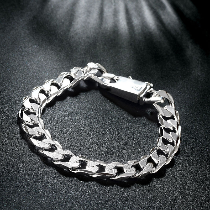 Cuban Chain Bracelet in 18K White Gold Plated, Bracelet, Golden NYC Jewelry, Golden NYC Jewelry jewelryjewelry deals, swarovski crystal jewelry, groupon jewelry,, jewelry for mom,