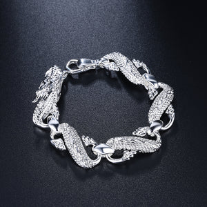 Chinese Dragon Bracelet in 18K White Gold Plated