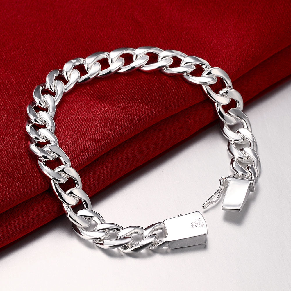 Laser Cut Chain Bracelet in 18K White Gold Plated
