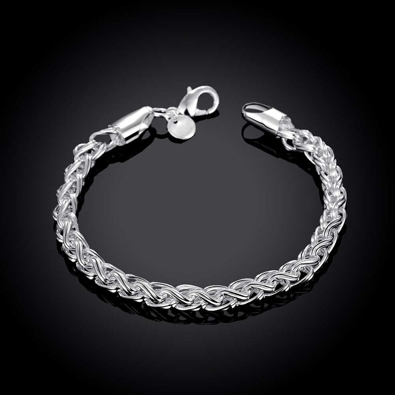 Popcorn Mesh Bracelet in 18K White Gold Plated 7.5"