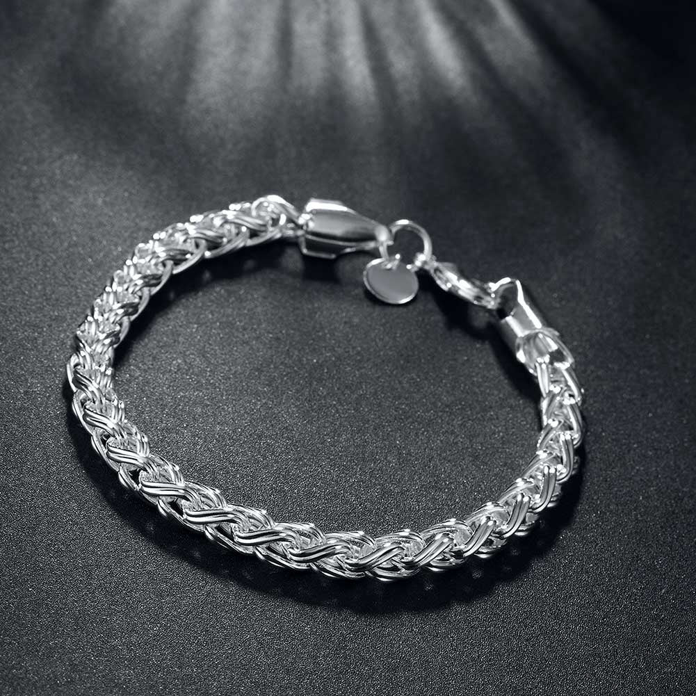Popcorn Mesh Bracelet in 18K White Gold Plated 7.5"