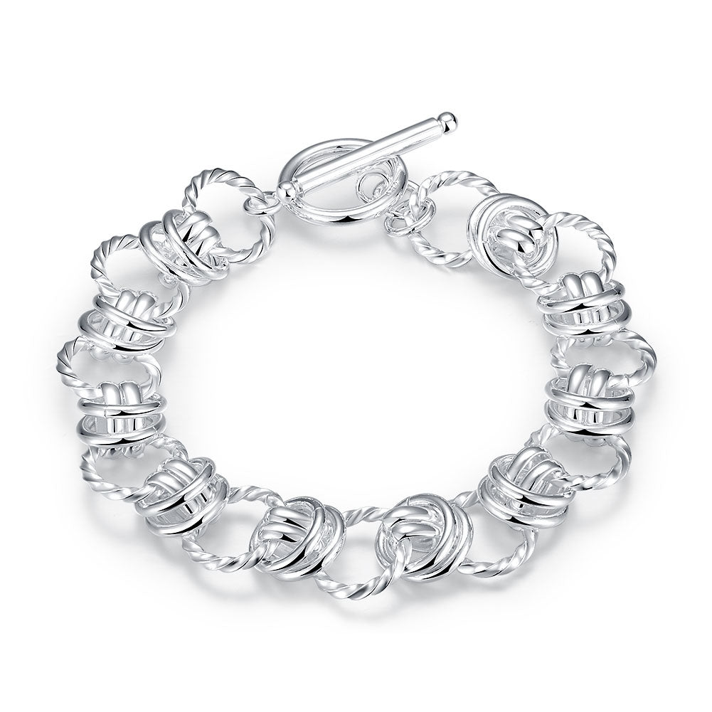 Silver Mesh Knot Toggle Clasp Bracelet