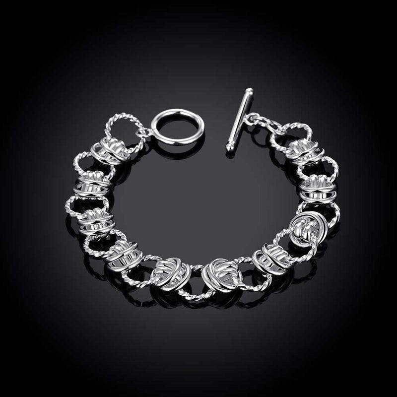Silver Mesh Knot Toggle Clasp Bracelet