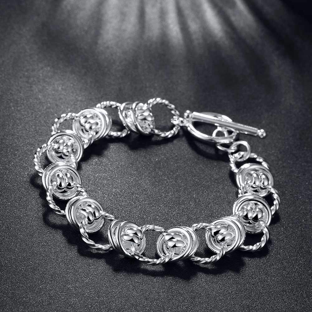 Silver Mesh Knot Toggle Clasp Bracelet