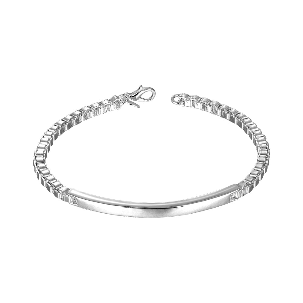 Silver Classic ID Curb Bracelet