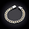 Two Tone Curb Chain Bracelet in 18K White Gold Plated