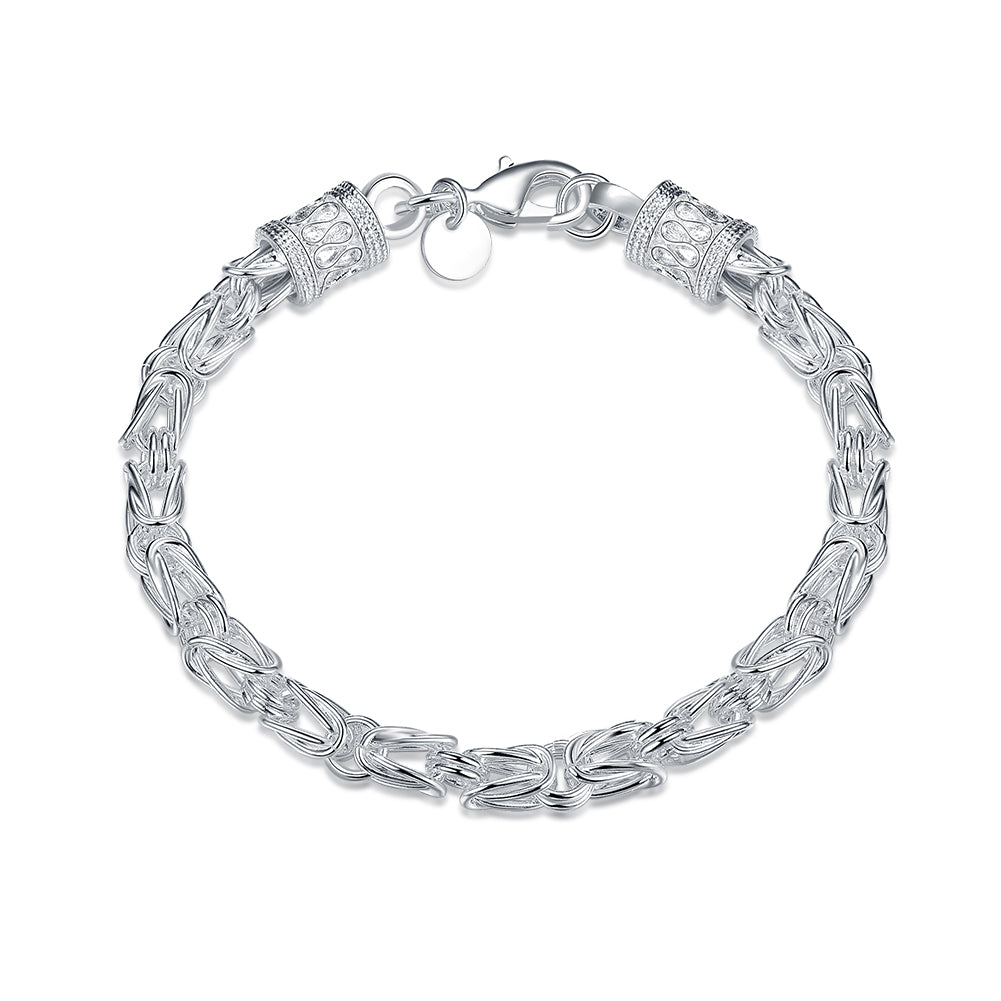 Silver Unisex Classic New York Byzantine Bracelet