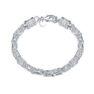 Silver Unisex Classic New York Byzantine Bracelet