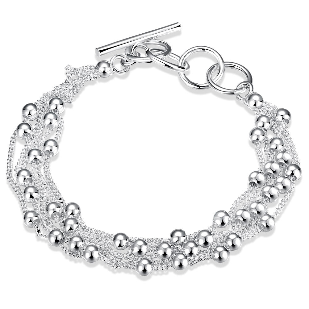 Rolling Beads Strands Bracelet in 18K White Gold Plated