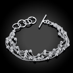 Rolling Beads Strands Bracelet in 18K White Gold Plated