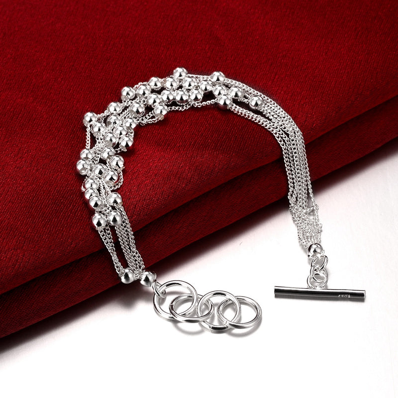 Rolling Beads Strands Bracelet in 18K White Gold Plated
