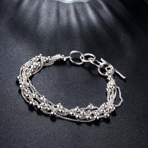 Rolling Beads Strands Bracelet in 18K White Gold Plated