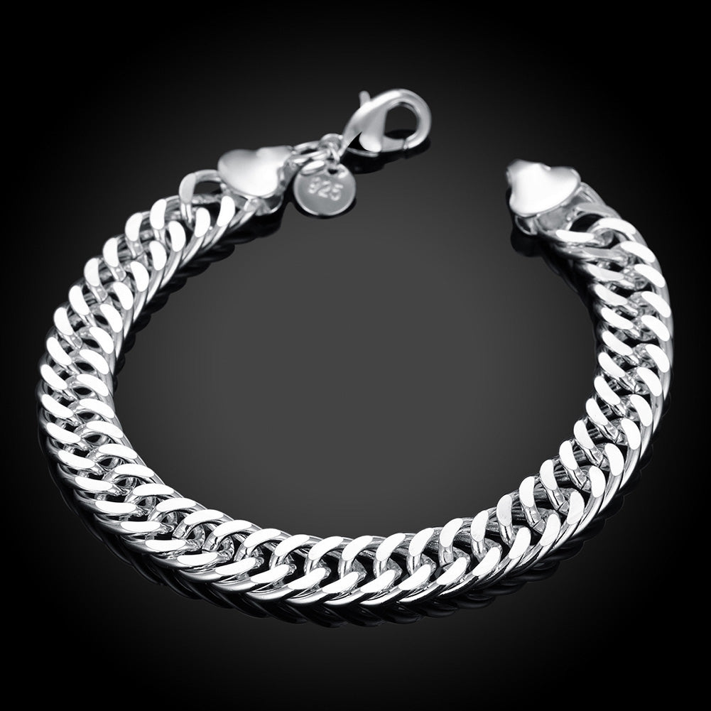 Silver Italian Curb Modern Bracelet