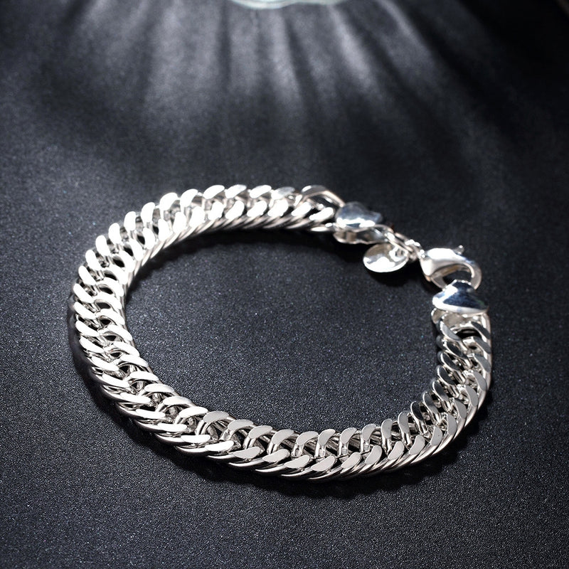 Silver Italian Curb Modern Bracelet